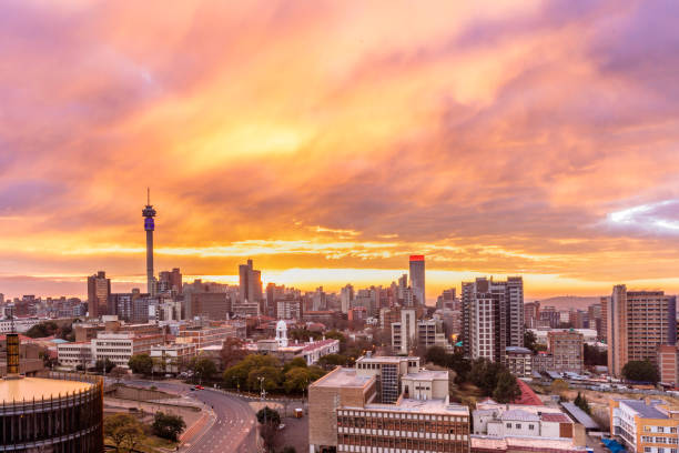 istock Johannesburg sunrise with dramatic sky cityscape 1170679220