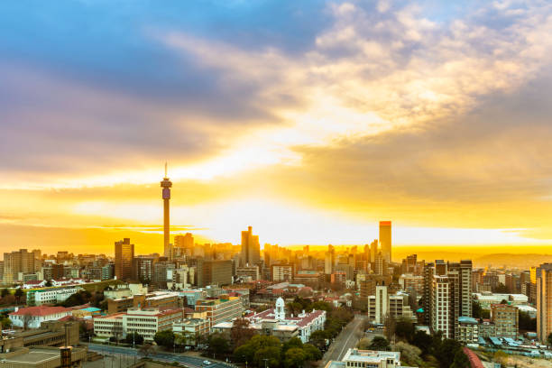 istock Johannesburg sunrise with dramatic sky cityscape 1170679246