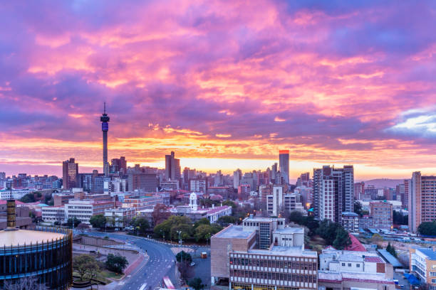 istock Johannesburg sunrise with dramatic sky cityscape 1170679814