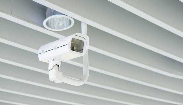 istock Closed-circuit television,CCTV Camera Operating inside a airport and train station or department store,use video ransmit a signal to a specific place,on white background with clipping path. 1170681090
