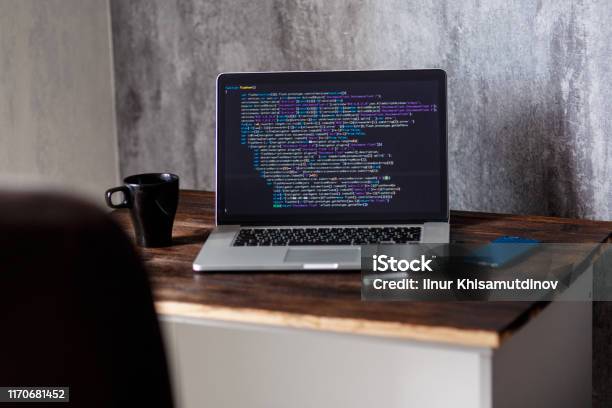 Closeup Coding Html And Programming On Screen Laptop Development Web ...