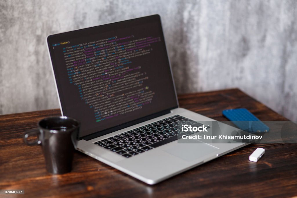Closeup Coding Html And Programming On Screen Laptop Development Web ...