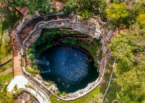 Cancun, Mexico - Aerial Photographer Drone photograph of Cancún, Mexico and other surrounding areas. cenote stock pictures, royalty-free photos & images
