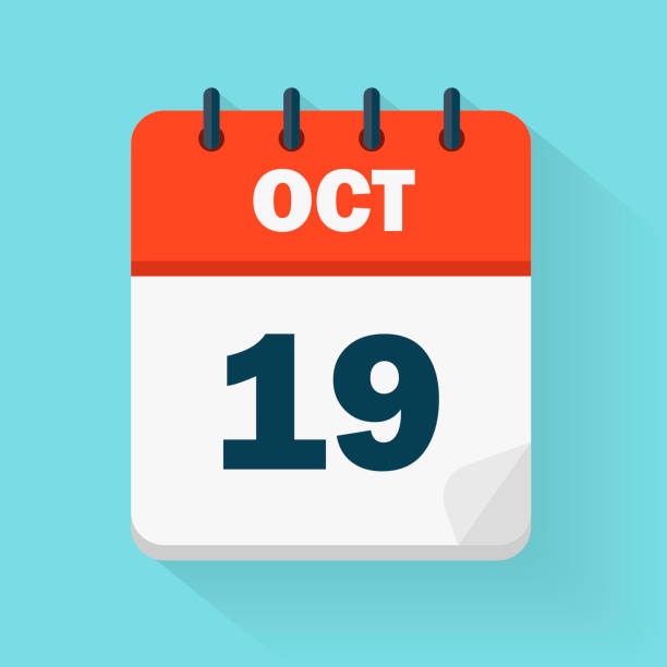 19 października. ikona kalendarza dziennego w formacie wektorowym.  data, godzina, dzień, miesiąc. wakacje - 19th of may stock illustrations