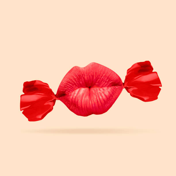 modernes design. zeitgenössische kunst collage. - lipstick kiss stock-fotos und bilder