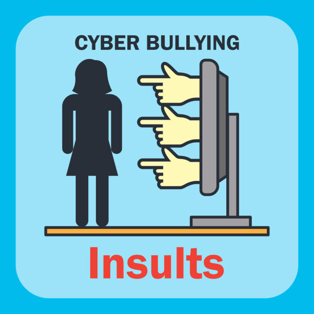 stockillustraties, clipart, cartoons en iconen met cyberpesten op internet voor cyberpesten concept - cybercrime children