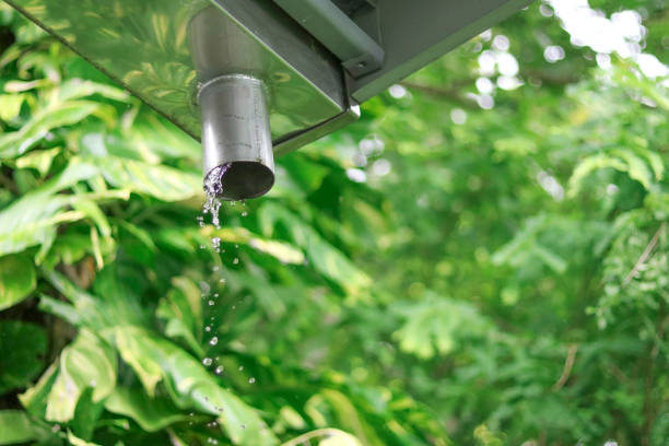 istock Rainwater is flowing along the rain gutters and flows down to rain gutters from the roof. 1170704414