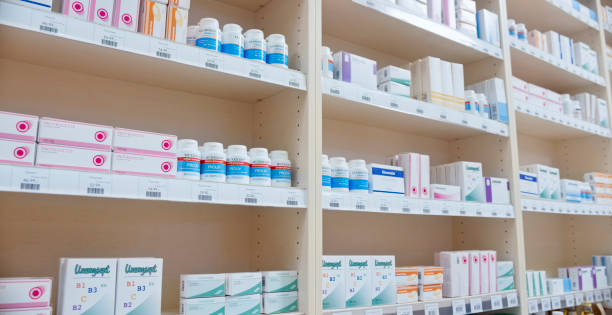 istock Shelves stacked with medicines 1170709375
