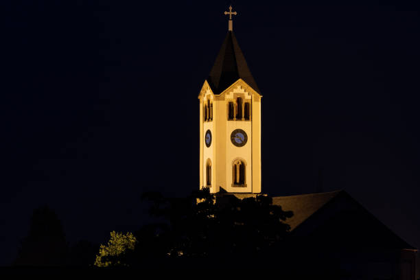 Old Church - at Night in Frankenthal - Moersch Germany.