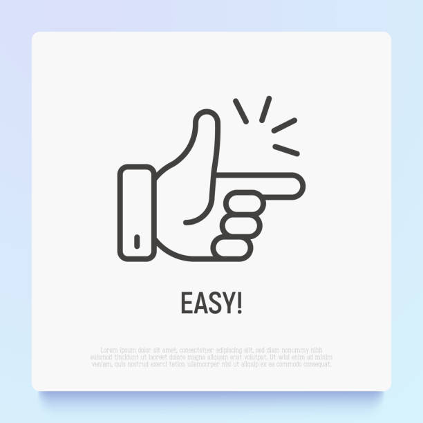 Easy symbol, snapping fingers. Thin line icon. Modern vector illustration. Easy symbol, snappping fingers. Thin line icon. Modern vector illustration. simplicity stock illustrations