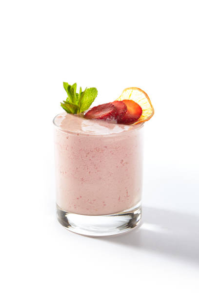 istock Fresh Homemade Strawberry Yogurt Smoothie Isolated on White 1170715871