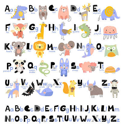 1funny Alphabet For Young Children With Names And Pictures Of Animals  Assigned To Each Letter Learning English For Kids Concept Stock  Illustration - Download Image Now - iStock