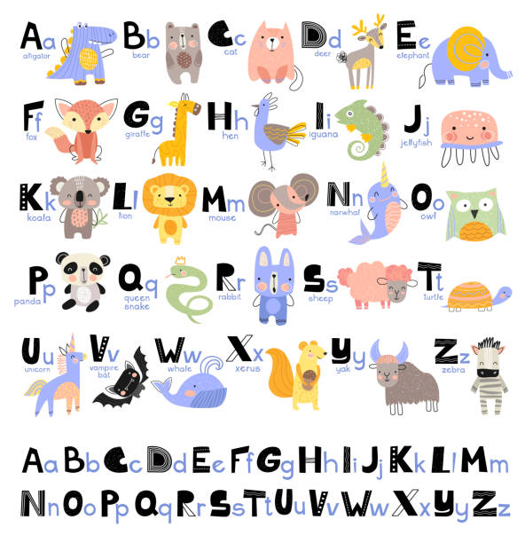 1funny Alphabet For Young Children With Names And Pictures Of Animals  Assigned To Each Letter Learning English For Kids Concept Stock  Illustration - Download Image Now - iStock