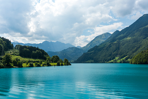Lakescape of Lake Lucerne, Burglen Town in nidwalden canton, Switzerland