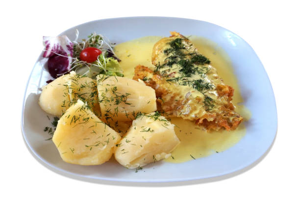 istock Fried fish - rose fish, salad and potatoes on plate 1170720689