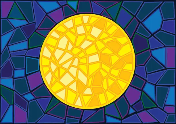 Vector illustration of Moon Stained glass Mosaic blur background illustration vector