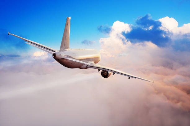 istock Passengers commercial airplane flying above clouds 1170721853