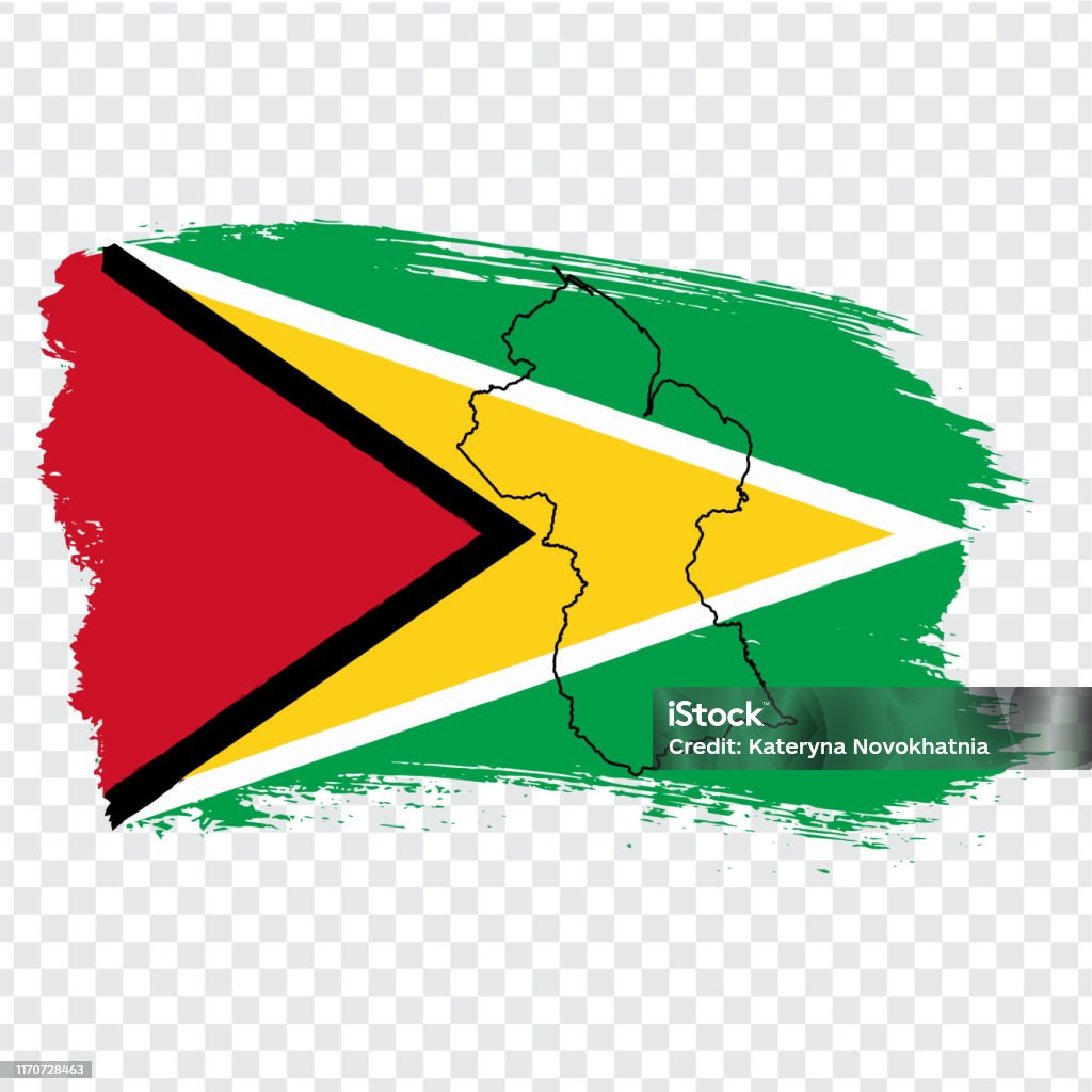 Flagge Guyana Von Pinselstrichen Und Leere Karte Suriname Hochwertige