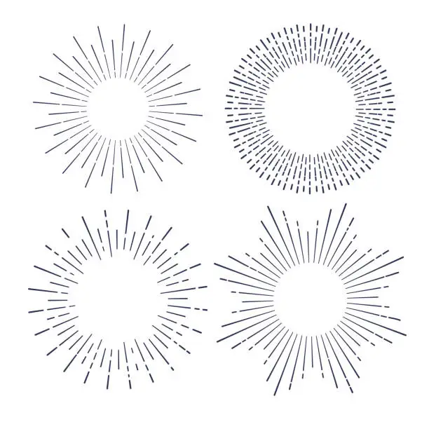 Vector illustration of Explosions Line Drawing Design Elements