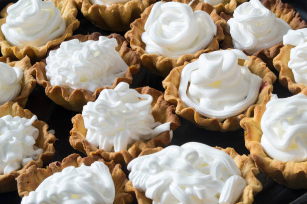 istock Homemade cake with egg white cream close-up. 1170729736