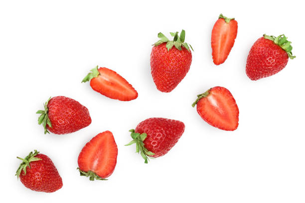 istock Strawberries isolated on white background with copy space for your text. Top view. Flat lay pattern 1170730483