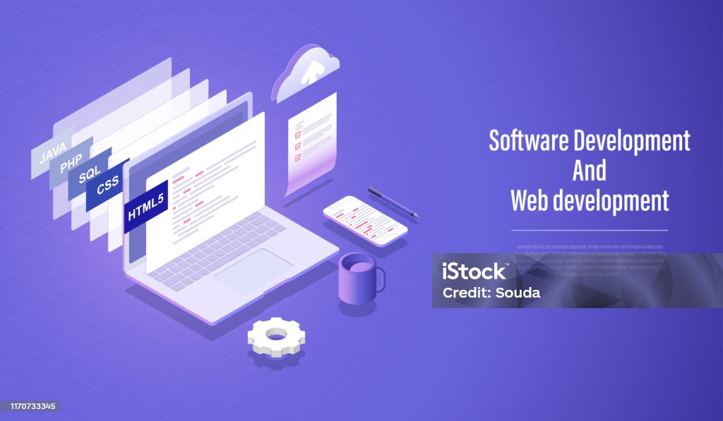 Software Development And Web Development Isometric Concept Programming ...