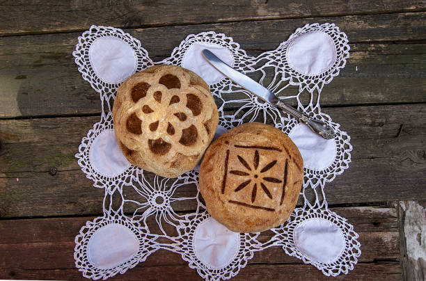 homemade yeast bread with a malt pattern