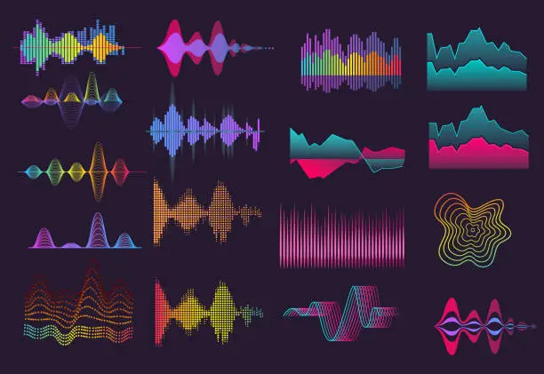 Vector illustration of Colorful sound wave set