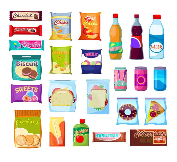 Vector illustration of Snack packet set