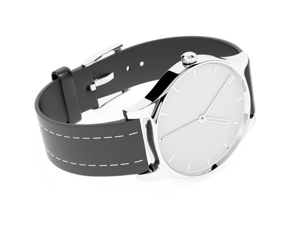 istock Men watch. Classic model with black band. 3d rendering illustration 1170734389
