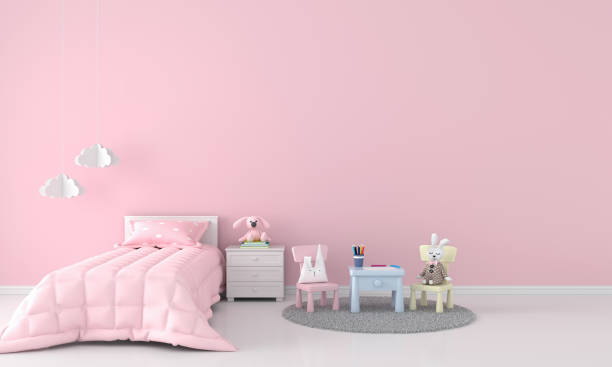 istock Pink girl bedroom for mockup, 3D rendering 1170734648