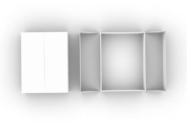 caja dura en blanco para la marca y la maqueta. ilustración de renderización 3d. - open container lid jewelry fotografías e imágenes de stock
