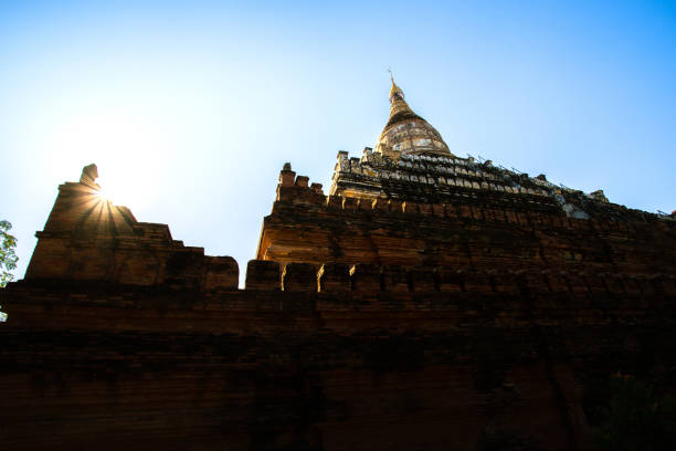 Shwesandaw Pagoda, a Buddhist pagoda contains a series of five terraces, topped with a cylindrical stupa, old Bagan, Mandalay region, Myanmar