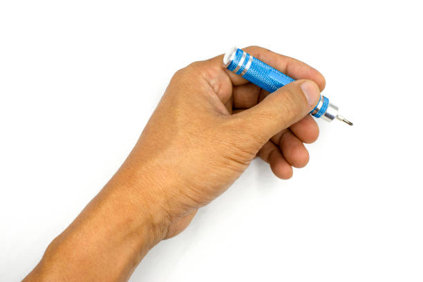 istock Male hand holding small screwdriver, Precision screwdriver, man hand isolated on white background 1170738420