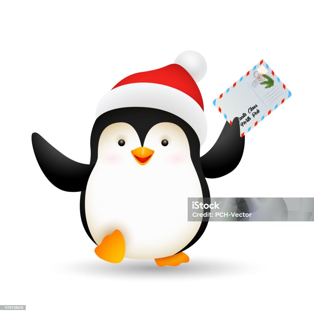 Chim Cánh Cụt Xmas Hạnh Phúc Cầm Bưu Thiếp Hình minh họa Sẵn có ...