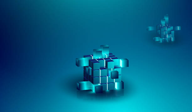 istock Cryptocurrency 3D isometric concept, Blockchain concept banner, realistic shape of blockchain connected together. vector 1170739292