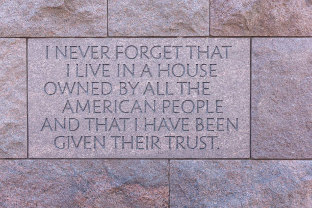 Engraved quote at Franklin Delano Roosevelt Memorial in Washington DC, USA.