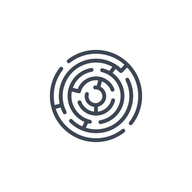labyrinth verwandte vektor-glyphen-symbol. - labyrinth stock-grafiken, -clipart, -cartoons und -symbole