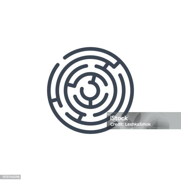 Labyrinth Related Vector Glyph Icon Stock Illustration - Download Image Now - Maze, Circle, Icon
