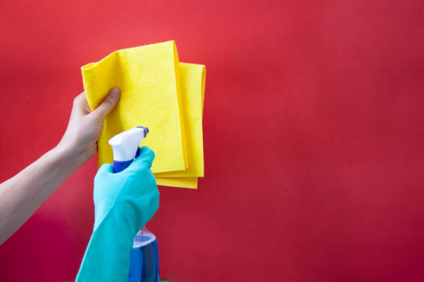 istock Clean the spray with detergent and gloves with your hand 1170749773