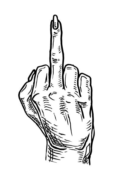 Female Hand Showing Middle Finger Sign Fuck You Stock Illustration