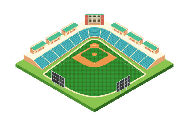 Isometric Baseball Stadium Illustration A vector illustration of Isometric Baseball Stadium scoreboard stadium sport seat stock illustrations