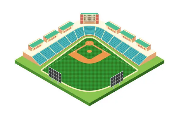 Vector illustration of Isometric Baseball Stadium Illustration