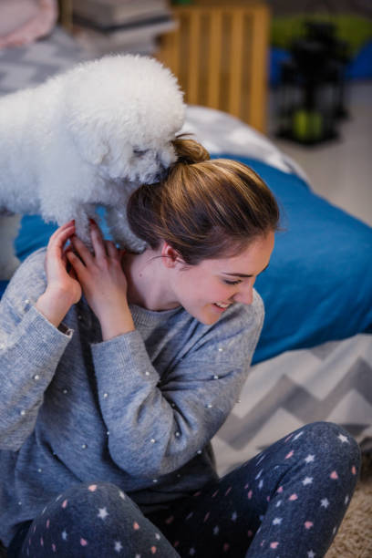 istock Woman playing with her cute puppy 1170758068