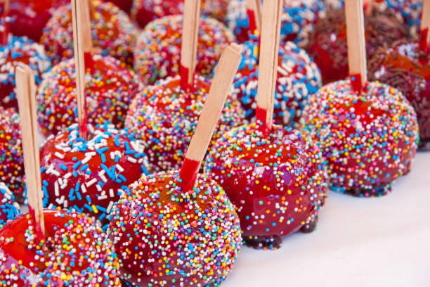 istock Red apples in caramel or toffee. 1170758403