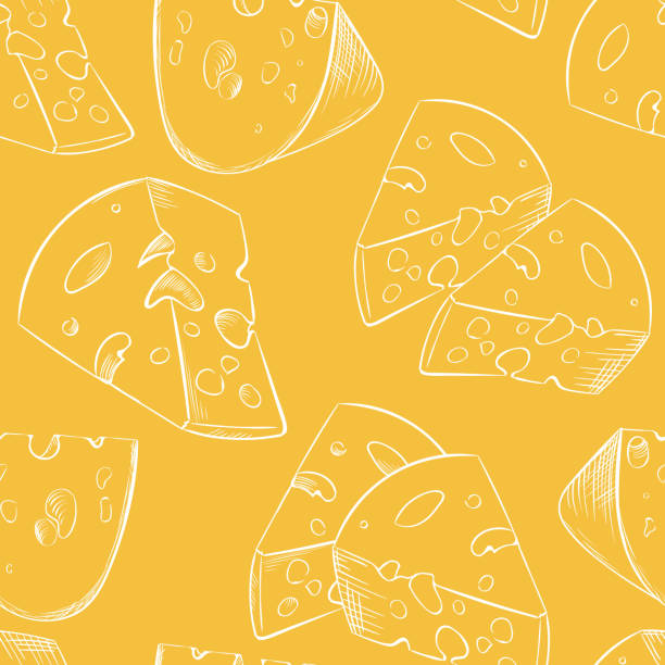 illustrations, cliparts, dessins animés et icônes de le fromage tranche le modèle sans couture dans le modèle de dessin animé - fromage