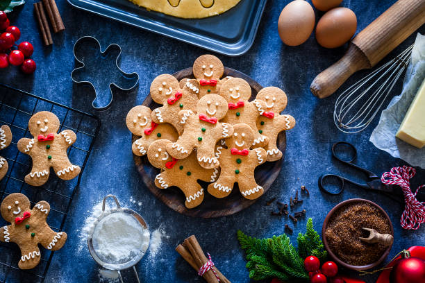 Ingredients and utensils for Christmas cookies preparation frame