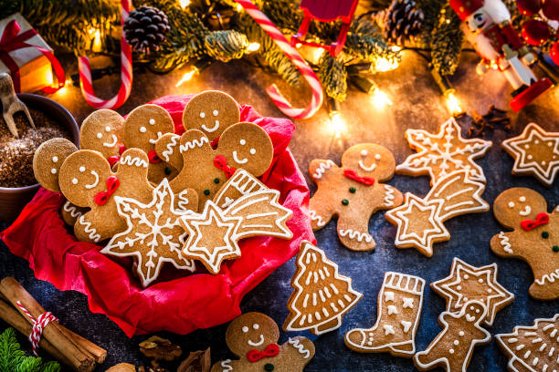 istock Homemade gingerbread cookies on Christmas table 1170759371