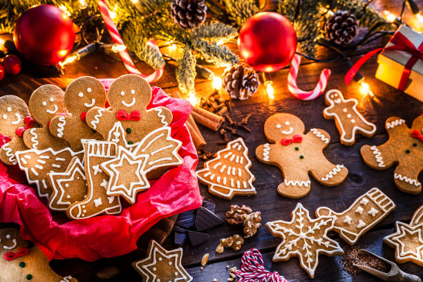 istock Homemade gingerbread cookies on Christmas table 1170759425