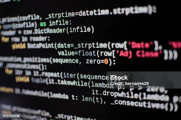 Programming Code On A Computer Screen Stock Photo - Download Image Now ...